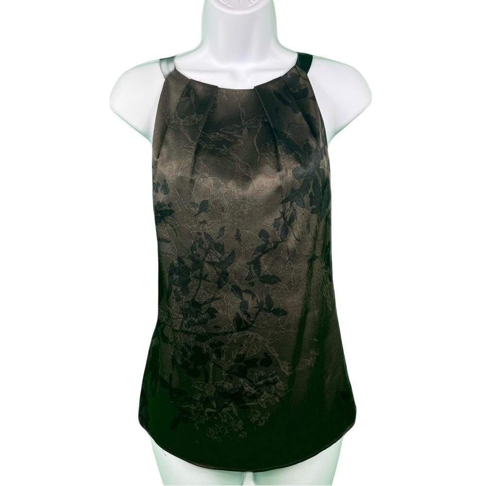 T Tahari Jacquard Halter-Style metallic gold & black sleeveless top med petite